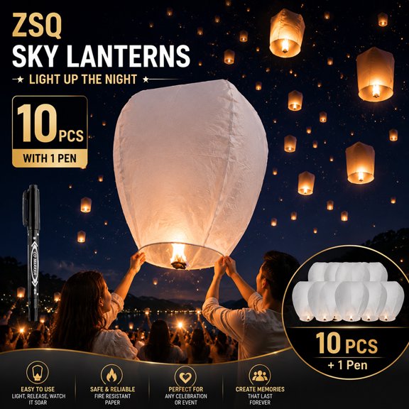 Paper Lanterns to Release in Sky,Flying Floating Lanterns for Outdoor Celebration,Biodegradable Paper Sky Lanterns for Weddings Memorials Festivals Birthday Parties Wishing Events and Special Moments