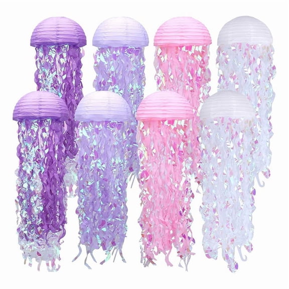 Paper Lanterns Set, 8Pcs Jellyfish Decorations for Under the Sea Partys Decorations Supplies, Jellyfish Lanterns
