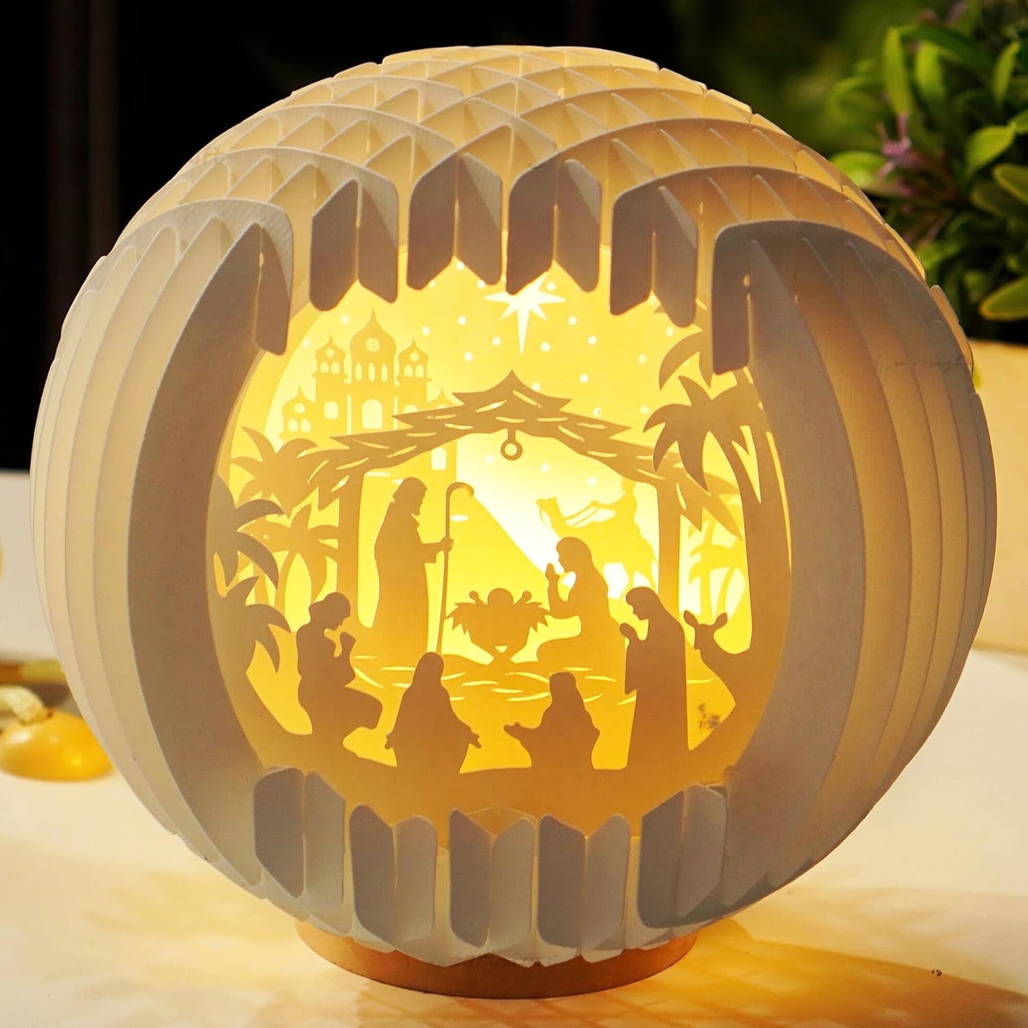 Paper Light Up Nativity Scene Indoor with LED Light for Tabletop, Christmas Jesus Decorations, Christian Gifts for Women, Religious Gifts