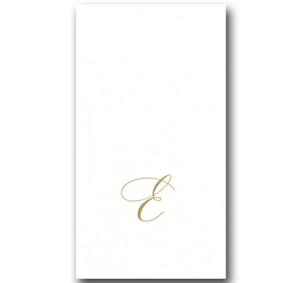 Paper Linen Airlaid Initial E White Pearl Guest Napkins 24pk