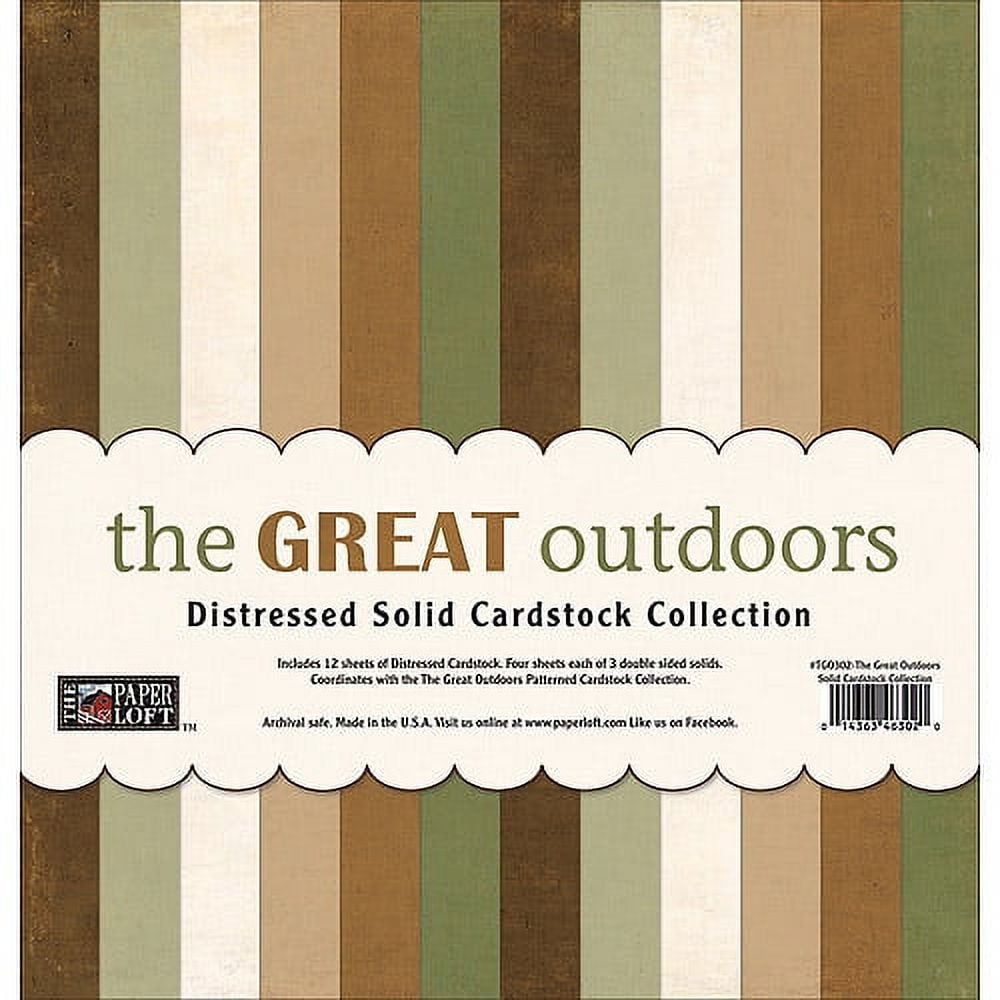 Paper Loft The Cardstock Pack 12X12 12/Pkg-The Great Outdoors Distressed  Solids