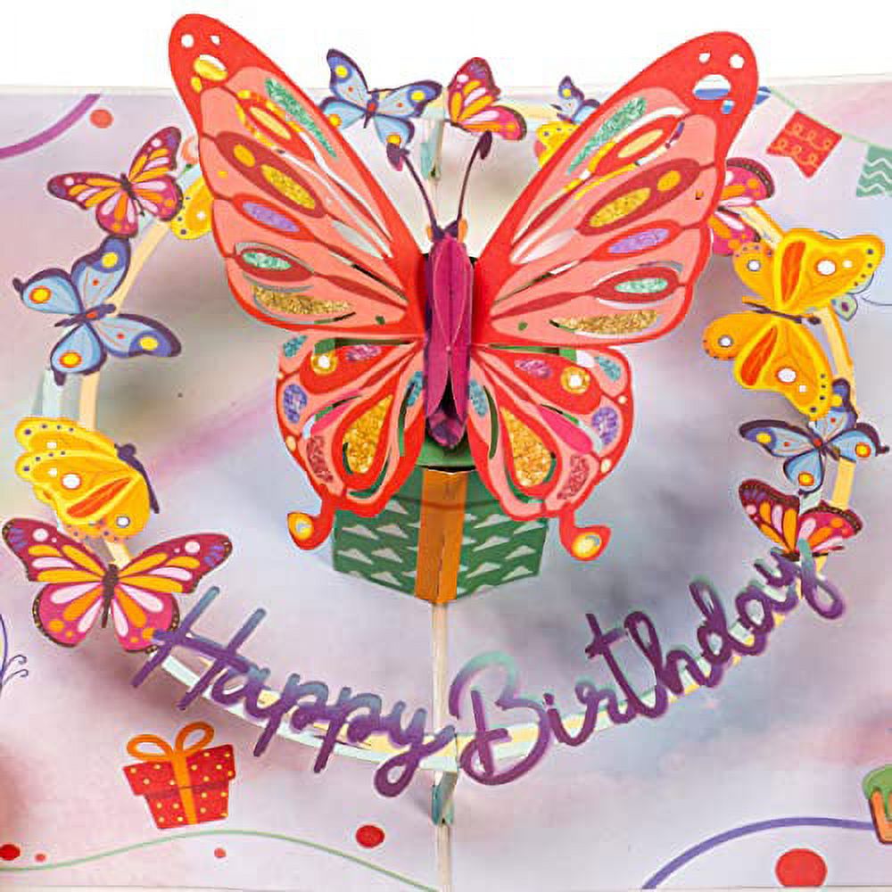  NAVWOD Pop Up Birthday Card, Butterfly Birthday Pop Up Card,  Birthday Cards For Mom, Funny Birthday Card For Women, Butterfly Flower 3D  Greeting Card Butterfly Gifts for Women Wife Girl