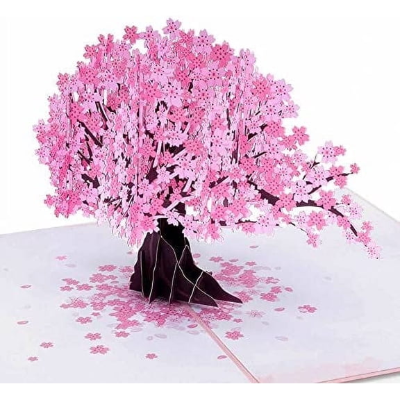Paper Love 3D Pop Up Greeting Card, Cherry Blossom, for Spring, Mothers Day, All Occasion - 5" x 7" Cover - Includes Envelope and Note Tag