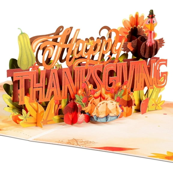 Happy Thanksgiving Frndly Pop Up Greeting Card, 8" x 6"