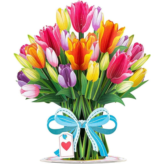 Paper Love HugePop Tulip Greeting Card with Laser-Cut Floral Bouquet