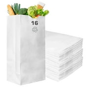 Paper Lunch Bags 16 Lb White Paper Bags 16LB Capacity - Kraft White Paper Bags, Bakery Bags, Candy Bags, Lunch Bags, Grocery Bags, Craft Bags - #16 Large Lunch Paper Bags by EcoQuality (300, #16)