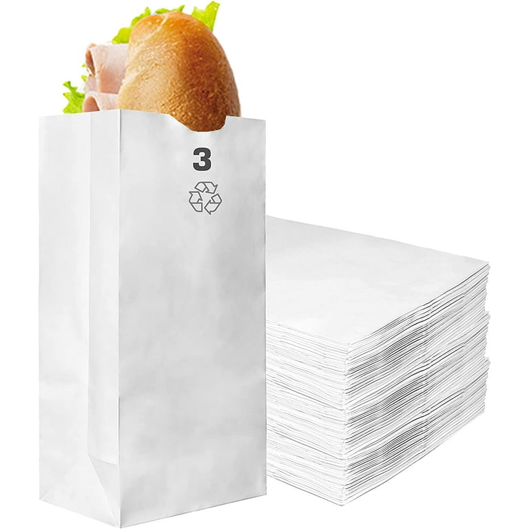 Paper Lunch Bags 3 Lb White Paper Bags 3LB Capacity - Kraft White