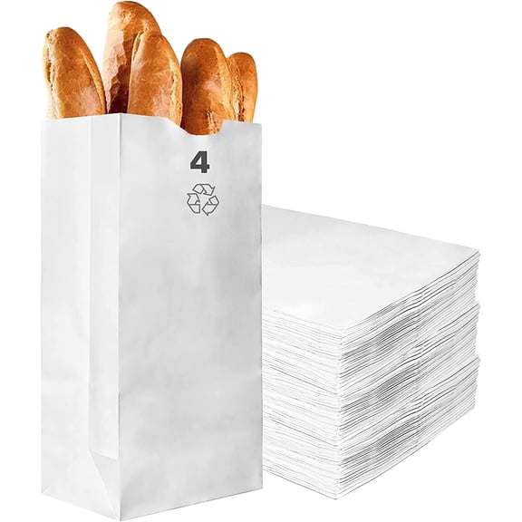 Paper Lunch Bags 4 LB White Paper Bags 4Lb Capacity - Kraft White Paper Bags, Bakery Bags, Candy Bags, Lunch Bags, Grocery Bags, Craft Bags - #4 Medium Lunch Paper Bags by EcoQuality (2500, #4 - 4Lb)