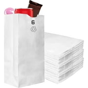 Paper Lunch Bags 6 Lb White Paper Bags 6LB Capacity - Kraft White Paper Bags, Bakery Bags, Candy Bags, Lunch Bags, Grocery Bags, Craft Bags - #6 Lunch Paper Bags by EcoQuality 100, #6 - 6LB