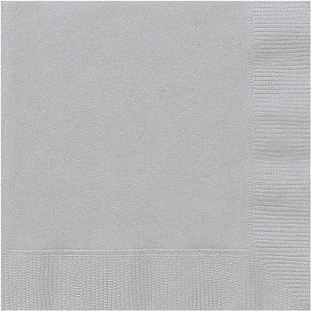 Paper Luncheon Napkins, 6.5 in, Silver, 20ct