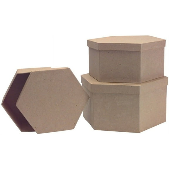 Paper Mache Box Set - Hexagon, Set of 3