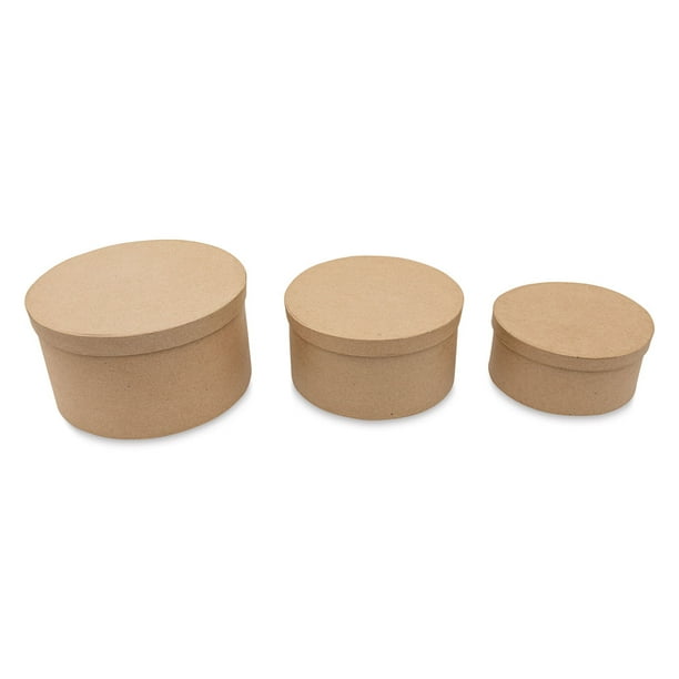 Paper Mache Box Set Round, Set of 3