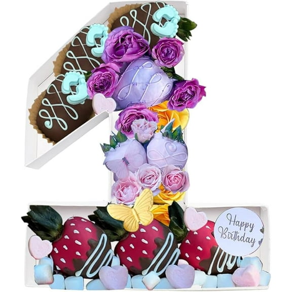 Paper Mache Cardboard Number Fillable Cutout Tray Sweet Chocolate Jelly Beans Birthday Party Treat