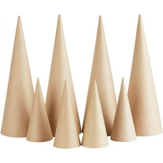Factory Direct Craft Paper Mache Cones with Sealed Weighted Bottoms - Pack of 6 Cardboard Papier Mache Cones for DIY Crafts, Gnomes, Holiday Angels