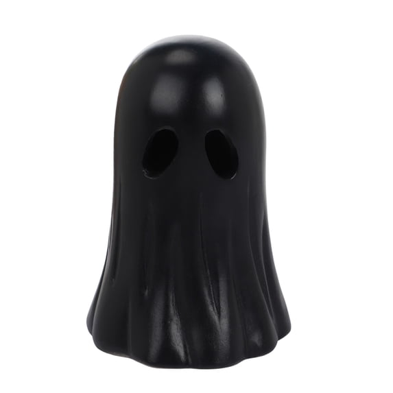Paper Mache Ghost Halloween Decoration,DIY-Friendly Tabletop Decor,Small Little Resin Ghost Figurine,Eco-Friendly Decorative Craft for Halloween Party Favors Dollhouse Collectible(4x2.6")(Black)