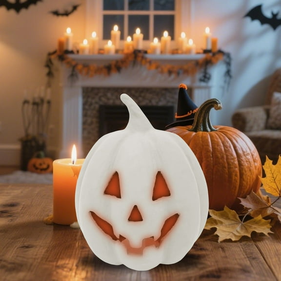 Paper Mache Pumpkin White Tabletop Decor, 4.72" Height, Harvest by QYXQPYO