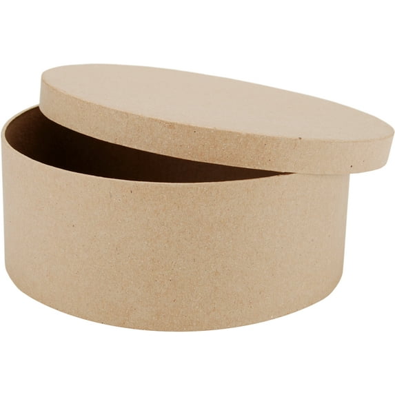 Paper Mache Round Box-7-1/2 Inch X 7-1/2 Inch X 3 Inch