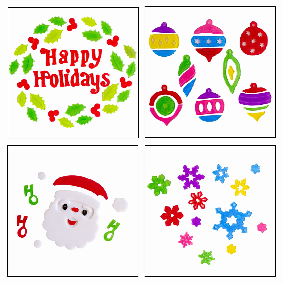 Paper Magic 63pc Christmas Gel Window Cling Set, Multicolor Holiday