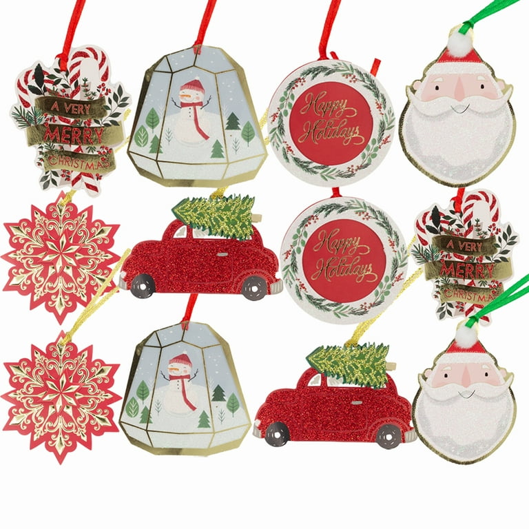 Paper Magic Group 12ct Deluxe Assorted Christmas Holiday Gift Tags, 3D with  Foil and Glitter 