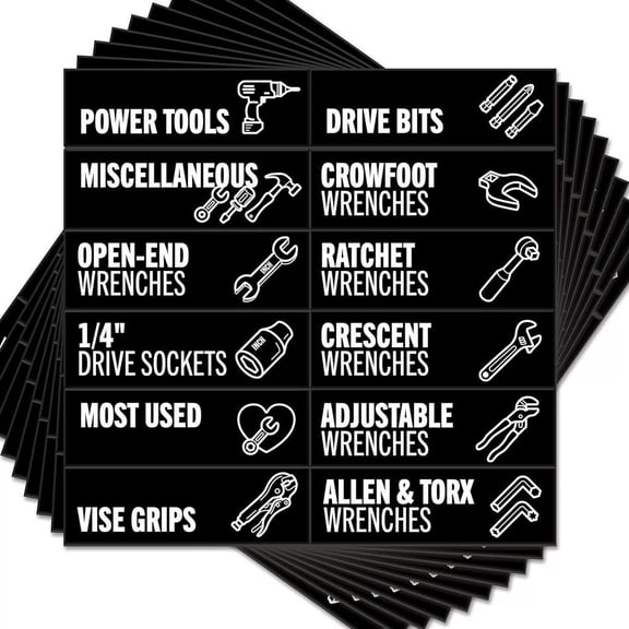 Paper Magnetic Toolbox Organization Labels for Workshops and Garages with Strong Adhesion, Waterproof and Wear-Resistant Features and Clear Icons