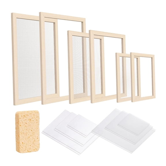 Paper Making Frame Wooden Screen Kit Absorbent Sponge Material for DIY Craft Educational Activities