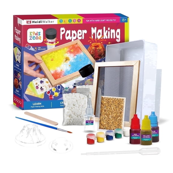Piano Potato Paper Making Kit for Kids 6-12,STEAM Art & Science Set with Wooden Screen Frame, Dried Flowers, Molds, Paints & Dyes, Educational DIY Craft Toy