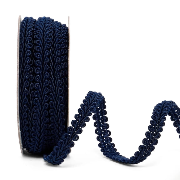 Paper Mart Navy Gimp Braid Trim, 5/8 Inches Wide x 10 Yards (5828772) - Braid Trims, Navy Blue Ribbons