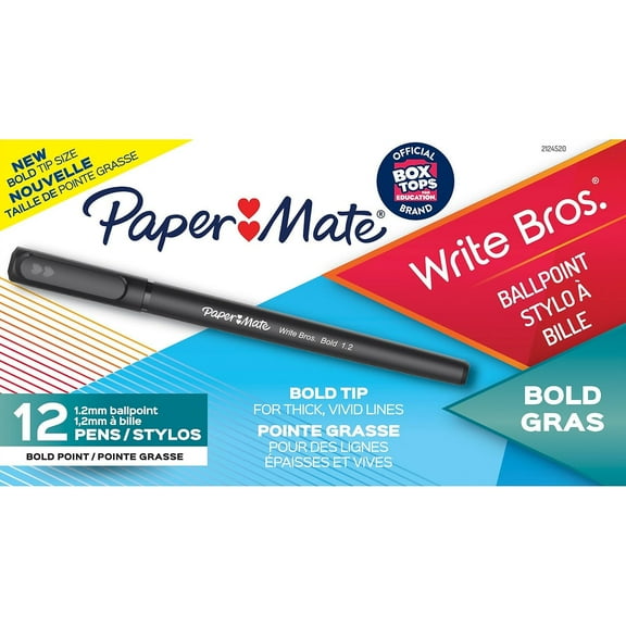Paper Mate 1.2mm Ballpoint Pen with Black Ink, 12 Pack