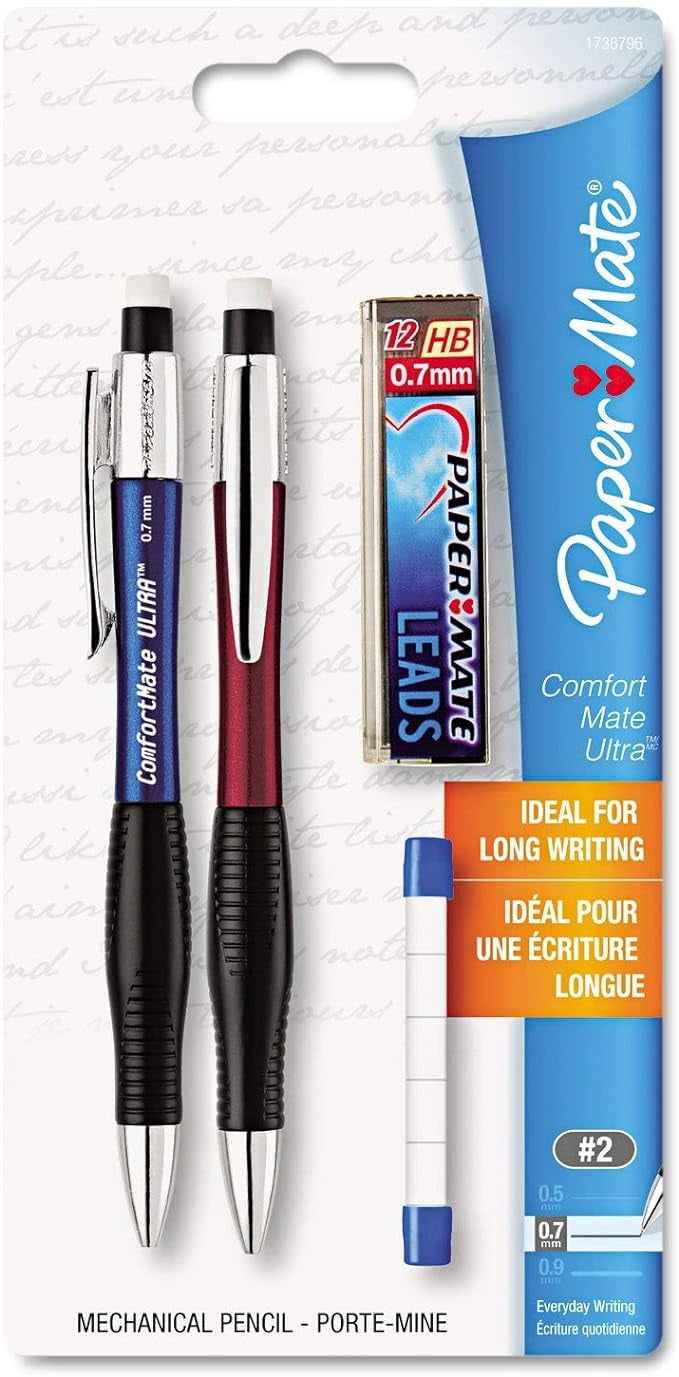 Paper Mate Comfortmate Ultra Mechanical Pencil Starter Set, 0.7 Mm