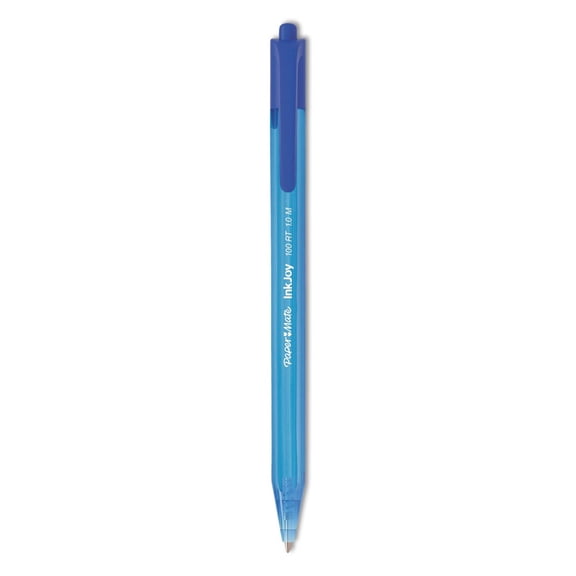 Paper Mate 1951253 InkJoy 100 RT 1 mm Retractable Ballpoint Pen - Blue Ink/Translucent Blue Barrel/Medium (1-Dozen)