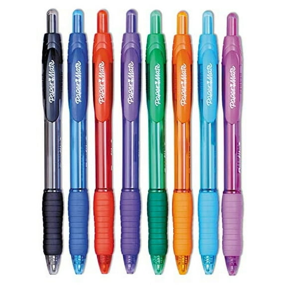 Paper Mate 1960662 Profile Ballpoint Retractable Pen, Assorted Ink, Bold, 8/Set