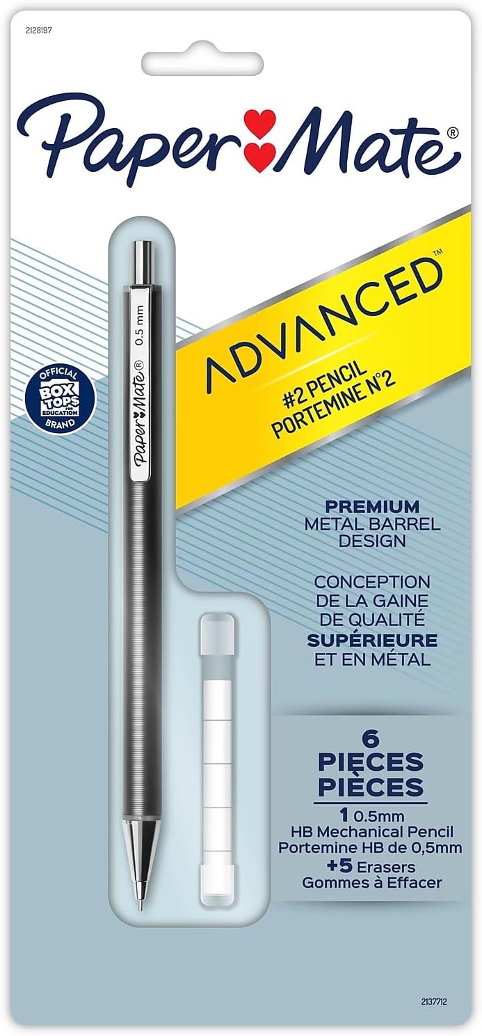 Paper Mate Advanced Mechanical Pencils, 0.5 Mm, Hb (2), Black Lead