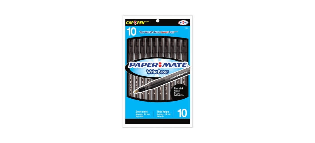 Paper Mate Ballpoint Pens, Medium Point, Black Ink 10 ea