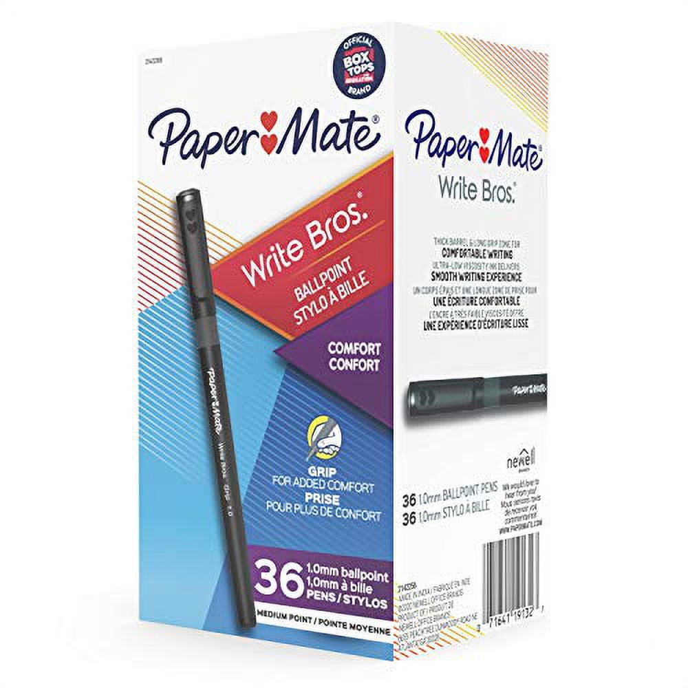 Paper Mate Ballpoint Pens, Write Bros. Grip Black Ink Pens, Medium