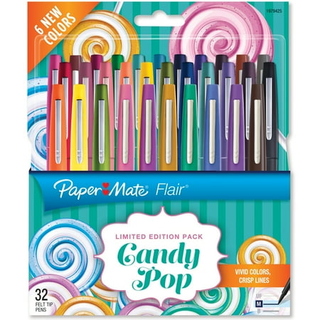 Paper Mate Candy Pop Flair Medium Felt Tip Pens 32/Pkg-Assorted