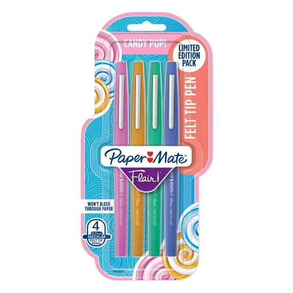 Paper Mate Flair Felt Tip Pens, Medium Point, Candy Pop Pack, 4 Count