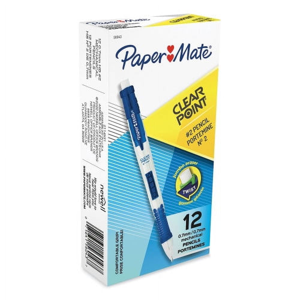Paper Mate Clear point Mechanical Pencils, 0.7mm, HB #2, Fashion Barrels, 4  Count 