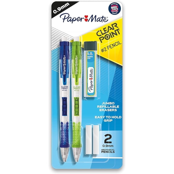 Paper Mate Clear Point Mechanical Pencil Starter Set, 0.9 Mm, Royal Blue, 2 Ea..