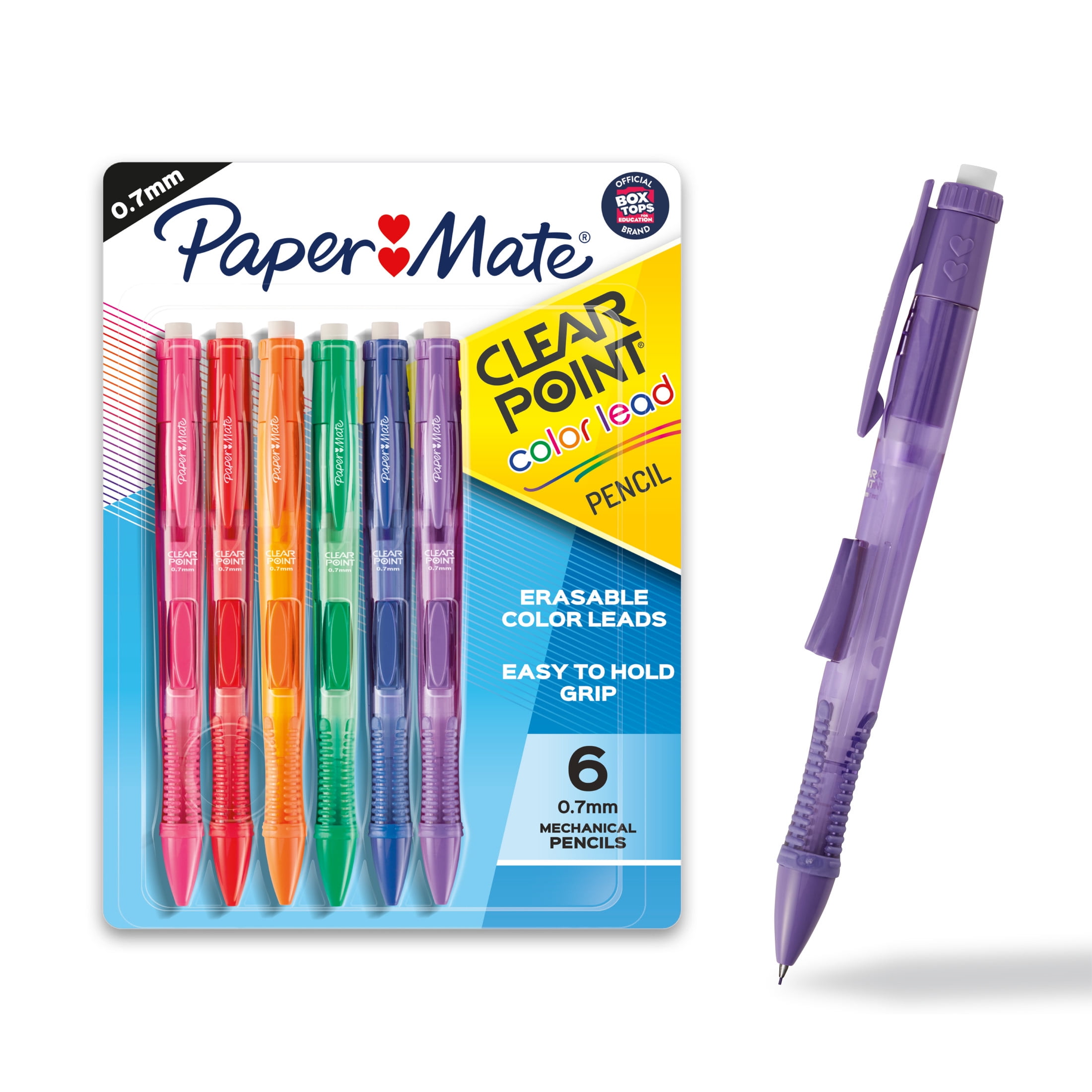 Paper Mate Clearpoint Color Lead Mechanical Pencils, 0.7mm, Assorted Colors, 6 Count