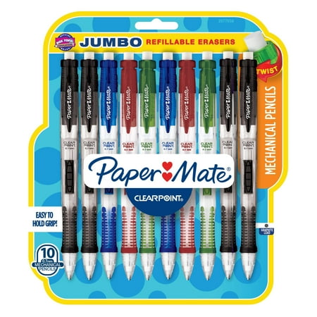 Paper Mate® Clearpoint Mechanical Pencil, 0.7 mm, Assorted Barrel, Refillable, 10-Pack