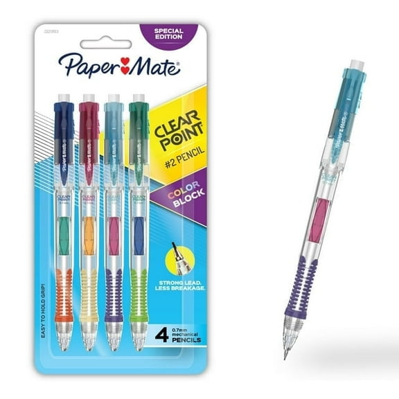 Paper Mate Clearpoint Mechanical Pencil, Color Block Special Edition, HB #2 Lead (0.7mm), 4 Count (2 Pack)