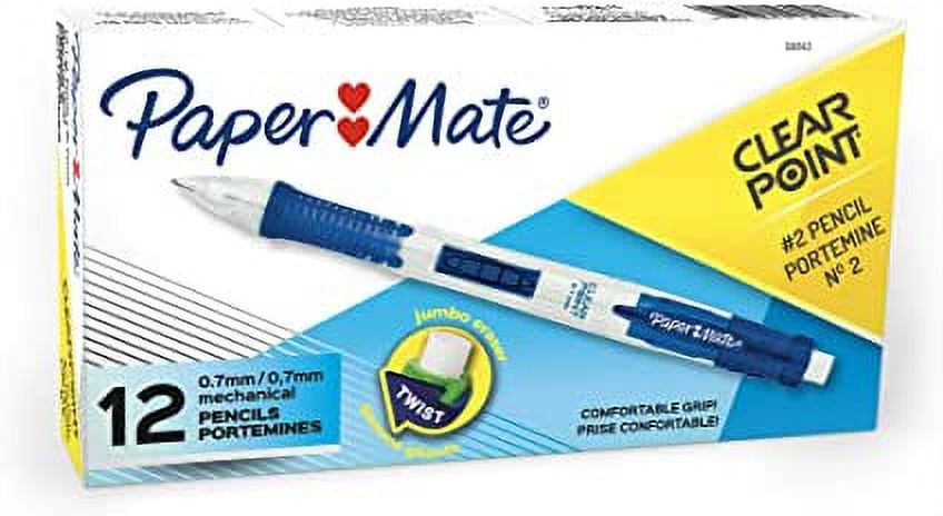 Paper Mate Clearpoint Mechanical Pencils, 0.7 mm #2 Pencil | Pencils for School Supplies, Blue Barrels, 12 Count - image 1 of 5