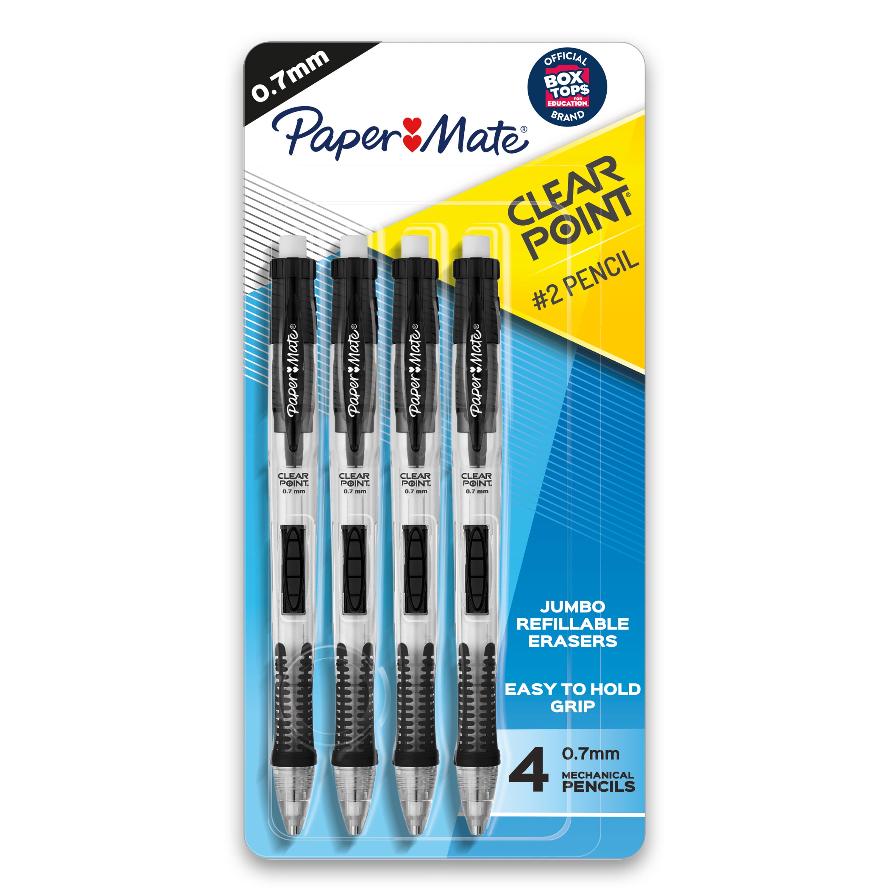 Paper Mate Clearpoint Mechanical Pencil, 0.7 mm, Black Barrel, 4-Pack