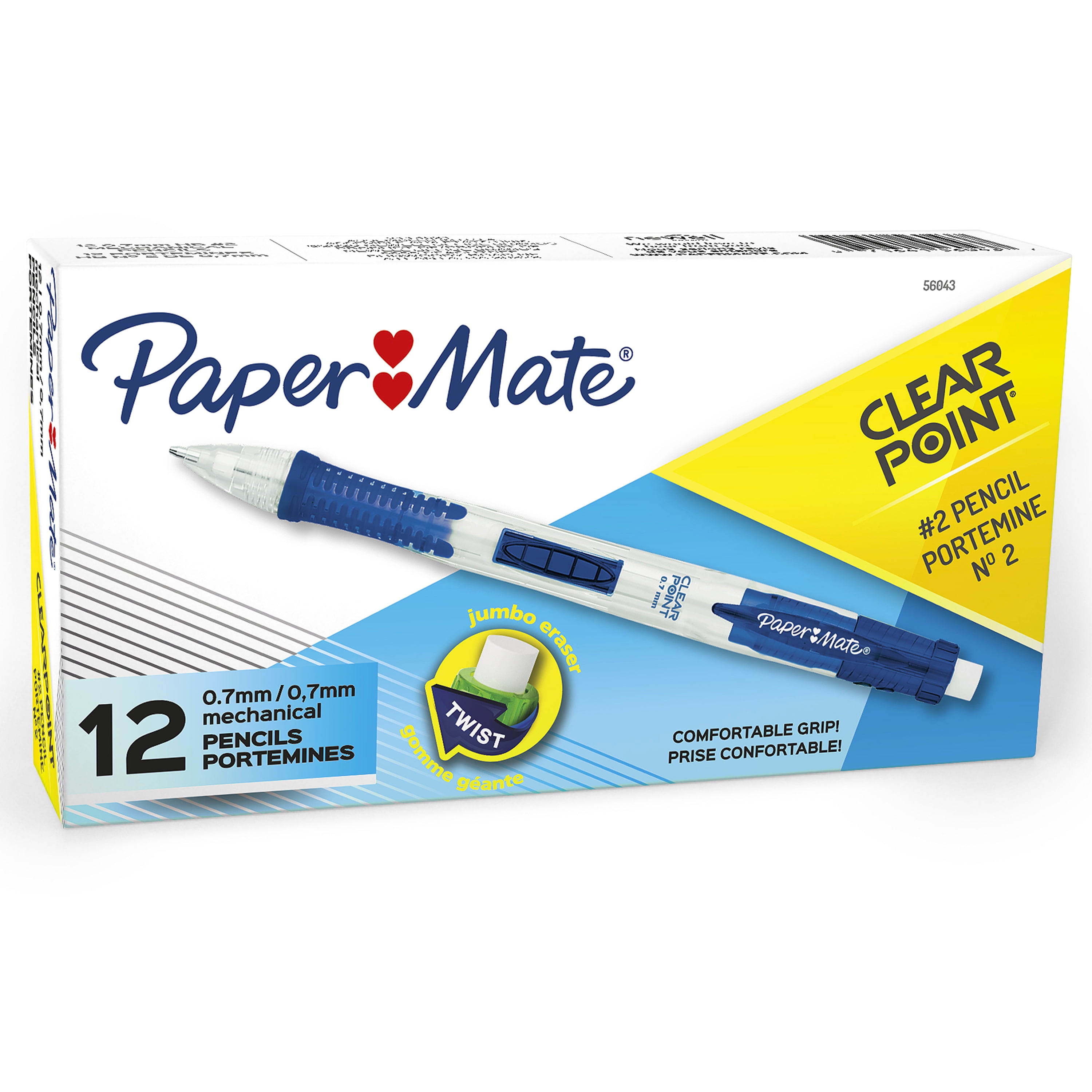 ontgrendelen goedkeuren litteken Paper Mate Clearpoint Mechanical Pencils, 0.7mm, HB #2, Blue Barrels, Box  of 12 - Walmart.com