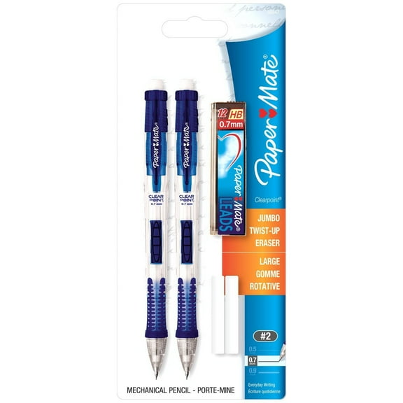 Paper Mate Clearpoint Mechanical Pencils, 0.7mm, HB #2, with Bonus InkJoy 300RT Blue Ballpoint Pen, 2 + 1 Pack