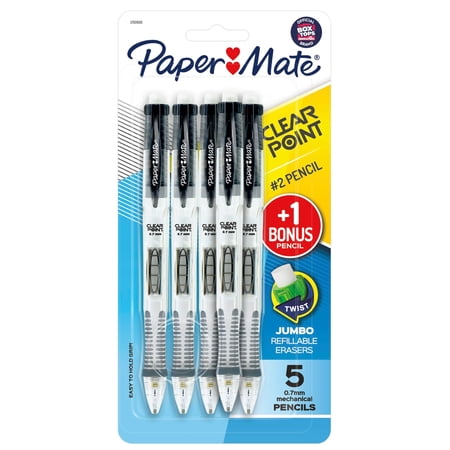 Paper Mate Clearpoint Mechanical Pencils, 0.7mm, HB #2, 5 Count