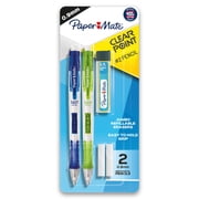 Paper Mate Clearpoint Mechanical Pencils, HB #2 Lead 0.9mm, Assorted Barrel Colors, 2 Pencils, 1 Lead Refill Set, 2 Erasers