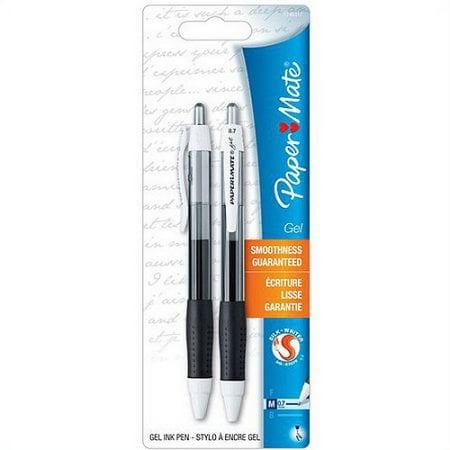 Paper Mate Clickâ??Pen Gel Pens Black Ink â?? 2 pens
