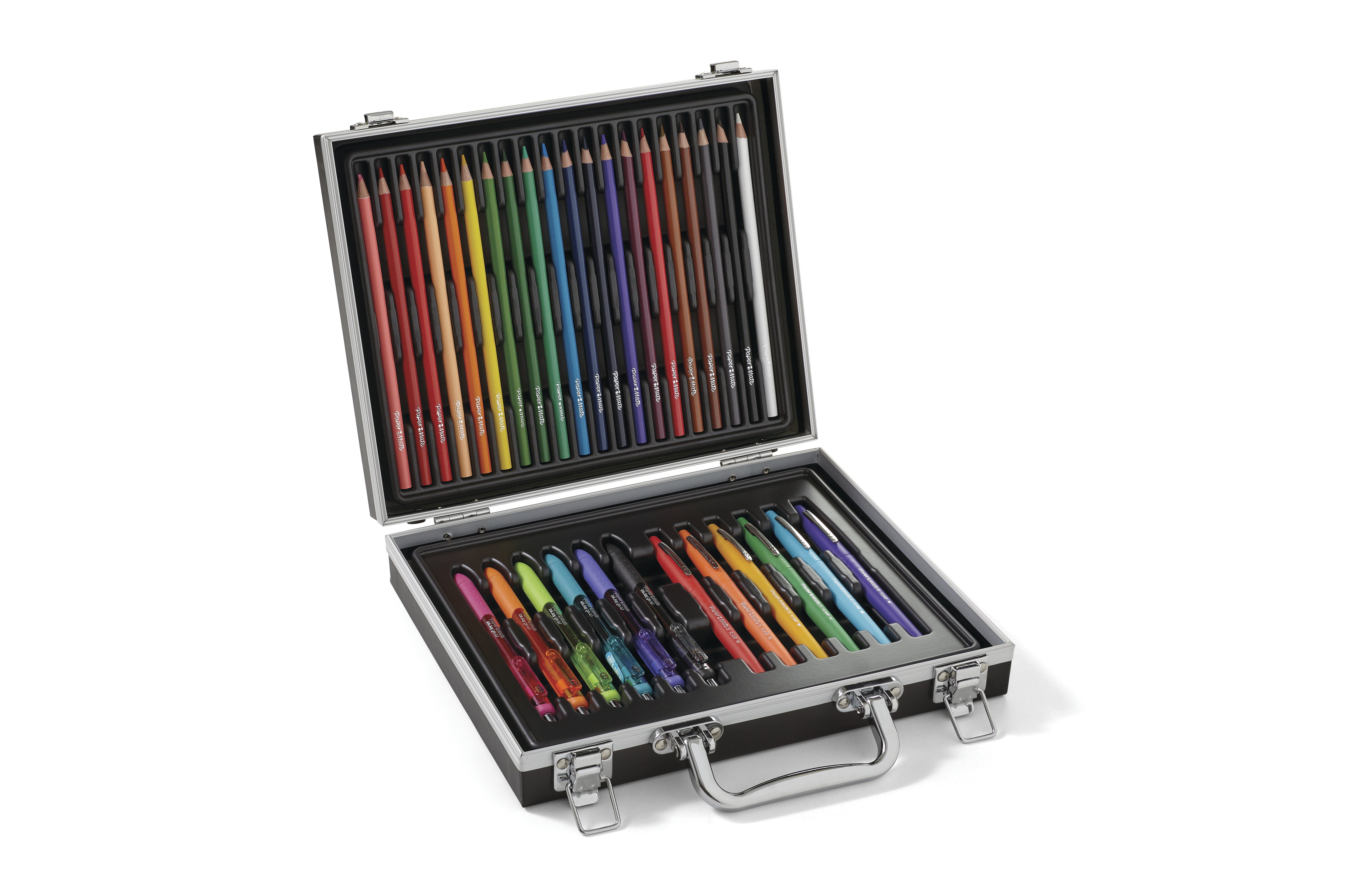 Paper Mate Doodling Kit with Flair Felt Pens, InkJoy Gel Pens, Colored Pencils and Coloring Booklet, Hard Case, 33 Count