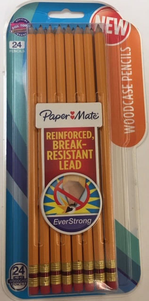 Paper Mate EverStrong #2 Pencils, Reinforced, Break-Resistant Lead When Writing, 24-Pack, Size: ‎24-Count, Orange